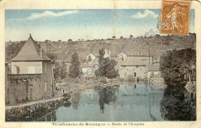 Carte postale ancienne Bords de l'Aveyron — Villefranche-de-Rouergue (Aveyron)