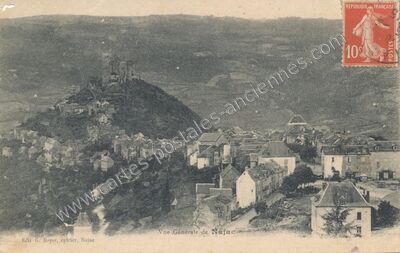 Carte postale ancienne Vue Générale — Najac (Aveyron)