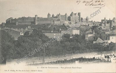 Carte postale ancienne Cité de Carcassonne. - Vue générale Nord-Ouest — Carcassonne (Aude)
