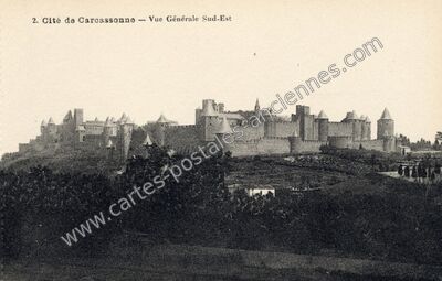 Carte postale ancienne Cité de Carcassonne — Vue Générale Sud-Est — Carcassonne (Aude)