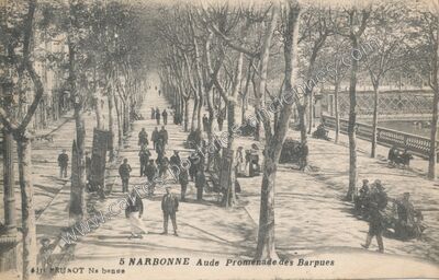 Carte postale ancienne Promenade des Barpue — Narbonne (Aude)