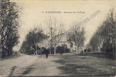 Carte postale ancienne Avenue du Collège — Narbonne (Aude)