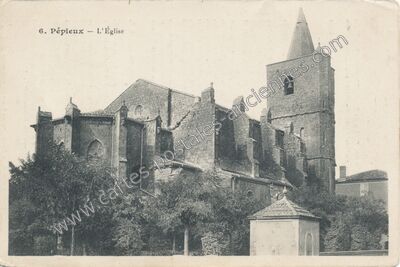 Carte postale ancienne L'Église — Pépieux (Aude)