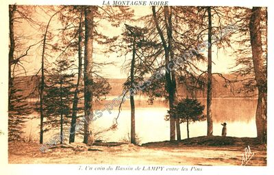 Carte postale ancienne Bassin de Lampy — Saissac (Aude)
