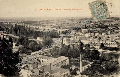 Carte postale ancienne Vue du Faubourg Saint-Cybard — Angoulême (Charente)