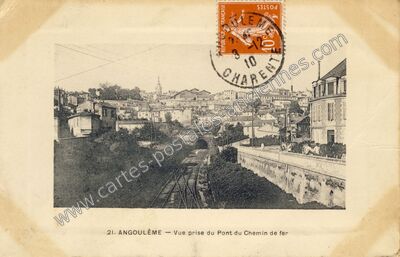 Carte postale ancienne Vue prise du Pont du Chemin de fer — Angoulême (Charente)