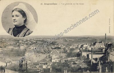 Carte postale ancienne Vue générale sur les Gares — Angoulême (Charente)