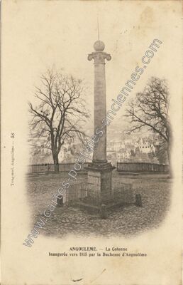Carte postale ancienne La Colonne Inaugurée vers 1815 par la Duchesse d'Angoulême — Angoulême (Charente)