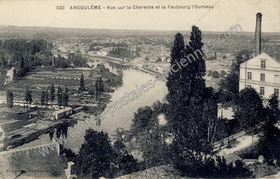 Carte postale ancienne Vue sur la Charente et le Faubourg l'Oumeau — Angoulême (Charente)