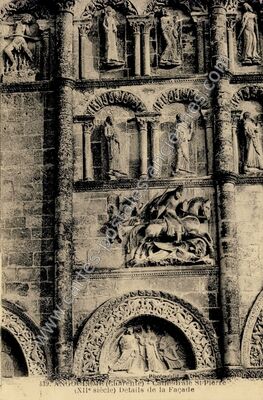 Carte postale ancienne Cathédrale St-Pierre (XIIe siècle) Détails de la Façade — Angoulême (Charente)