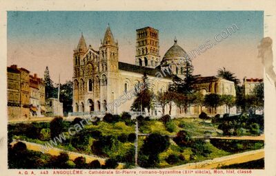 Carte postale ancienne Cathédrale St-Pierre, romano-byzantine (XIIe siècle), Mon. hist. classé — Angoulême (Charente)