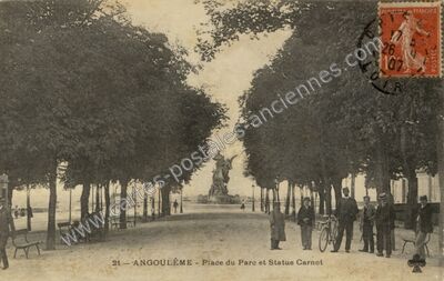 Carte postale ancienne Place du Parc et Statue Carnot — Angoulême (Charente)