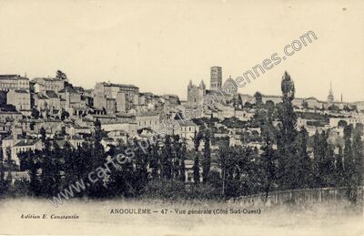 Carte postale ancienne Vue générale (Côté Sud-Ouest) — Angoulême (Charente)