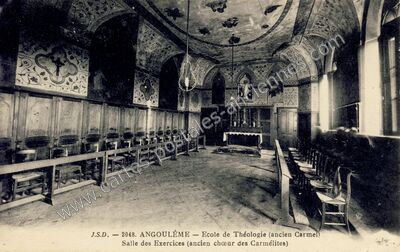 Carte postale ancienne Ecole de Théologie (ancien Carmel) / Salle des Exercices (ancien chœur des Carmélites) — Angoulême (Charente)
