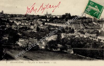 Carte postale ancienne Vue prise de Saint-Martin — Angoulême (Charente)