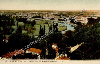 Carte postale ancienne Panorama pris des Remparts Beaulieu — Angoulême (Charente)