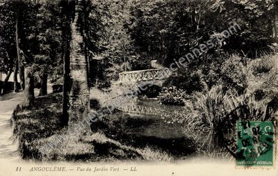 Carte postale ancienne Vue du Jardin Vert — Angoulême (Charente)