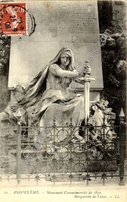 Carte postale ancienne Monument Commémoratif de 1870. Marguerite de Valois — Angoulême (Charente)