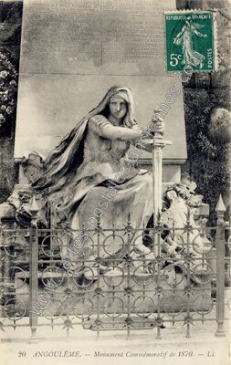 Carte postale ancienne Monument Commémoratif de 1870 — Angoulême (Charente)