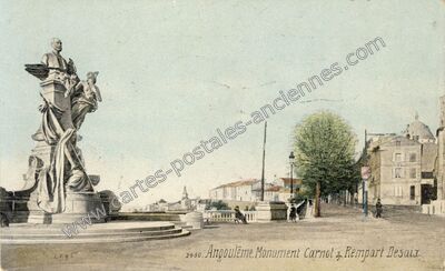 Carte postale ancienne Monument Carnot & Rempart Desaix — Angoulême (Charente)