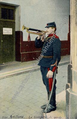 Carte postale ancienne Artillerie. Le trompette de garde — Angoulême (Charente)