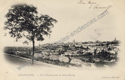 Carte postale ancienne Vue Générale prise de Saint-Martin — Angoulême (Charente)