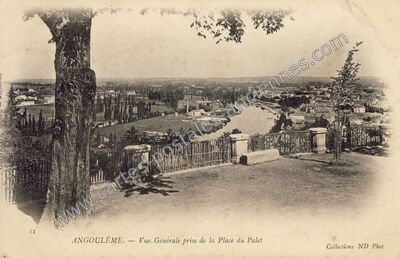 Carte postale ancienne Vue Générale prise de la Place du Palet — Angoulême (Charente)