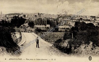 Carte postale ancienne Vue prise de Saint-Ausonne — Angoulême (Charente)