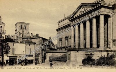 Carte postale ancienne Clocher de l'Église Saint-André et Palais de Justice — Angoulême (Charente)