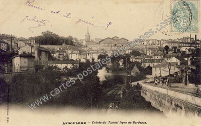 Carte postale ancienne Entrée du Tunnel ligne de Bordeaux — Angoulême (Charente)