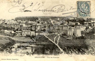 Carte postale ancienne Vue des Casernes — Angoulême (Charente)