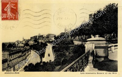 Carte postale ancienne Les Remparts Desaix et du Midi — Angoulême (Charente)