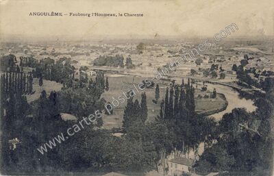 Carte postale ancienne Faubourg l'Houmeau, la Charente — Angoulême (Charente)