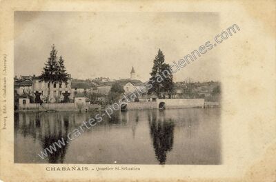 Carte postale ancienne Quartier St-Sébastien — Chabanais (Charente)