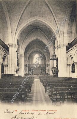 Carte postale ancienne Église St-Léger - Intérieur — Cognac (Charente)