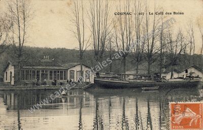 Carte postale ancienne Le Café des Bains — Cognac (Charente)