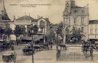 Carte postale ancienne Statue de François Ier et perspective de la rue d'Alger — Cognac (Charente)