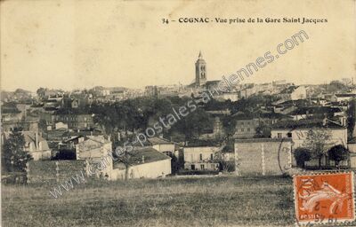 Carte postale ancienne Vue prise de la Gare Saint Jacques — Cognac (Charente)