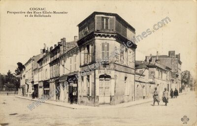 Carte postale ancienne Perspective des Rues Elisée-Mousnier et de Bellefonds — Cognac (Charente)