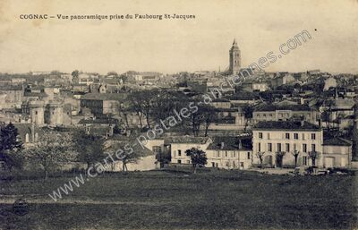 Carte postale ancienne Vue panoramique prise du Faubourg St-Jacques — Cognac (Charente)