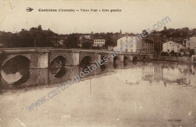 Carte postale ancienne Vieux Pont - Rive gauche — Confolens (Charente)