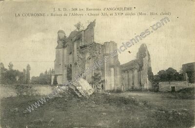 Carte postale ancienne Ruines de l'Abbaye - Chœur XIIe et XVIe siècles — La Couronne (Charente)
