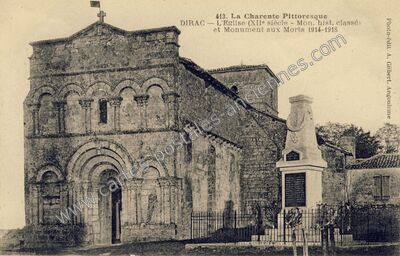 Carte postale ancienne La Charente Pittoresque - L'Eglise (XIIe siècle — Dirac (Charente)