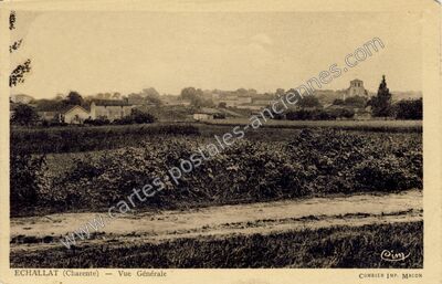 Carte postale ancienne Vue Générale — Échallat (Charente)