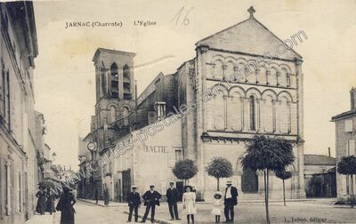 Carte postale ancienne L'Eglise — Jarnac (Charente)