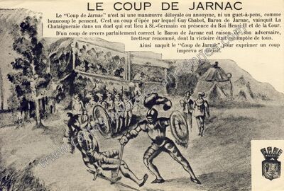 Carte postale ancienne Le "Coup de Jarnac — Jarnac (Charente)