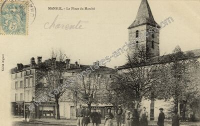 Carte postale ancienne La Place du Marché — Mansle (Charente)