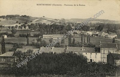 Carte postale ancienne Panorama de la Station — Montmoreau (Charente)