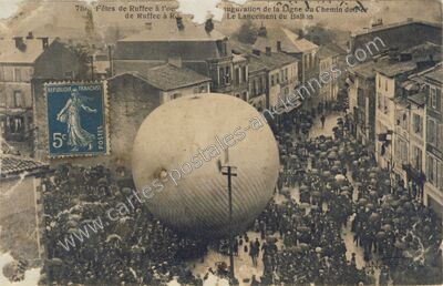 Carte postale ancienne Fêtes de Ruffec à l'occasion de Ruffec à Ro. Inauguration de la Ligne du Chemin de fer — Ruffec (Charente)