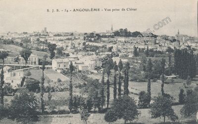 Carte postale ancienne Vue prise de Clérac — Angoulême (Charente)